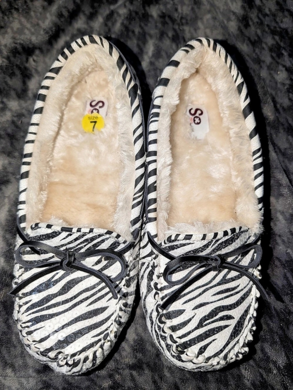 Y2k 1000SO Zebra Print Moccasins Sz 7